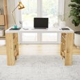 thumbnail image 2 of Ada Home Decor Furniture 4 Tier White Oak Briscoe Modern Desk, 2 of 8