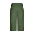thumbnail image 5 of Betivan Men's Linen Capri Pants Elastic Waist Solid Color Breathable Lightweight Calf Length Loose Fit Beach Vacation Outdoor Daily Trousers, 5 of 9