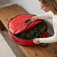 thumbnail image 4 of 30 Inch Christmas Wreath Storage Bag, Dust-Proof Water-Proof Round Holiday Decor Organizer with Clear Label Window & Handle for Wreaths, Garlands and Ornaments, 4 of 5