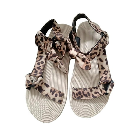 

Platform Sandals for Women Leopard Pattern Flatform Sandals Easy Fasten Strappy Walking Sandals Fashion Lightweight Fish Mouth Summer Shoes for Holiday Beach