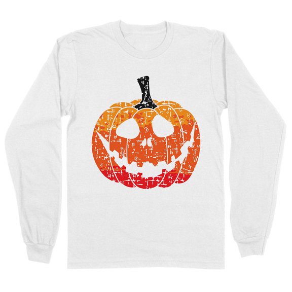 Pumpkin Face Ombre Long Sleeve Shirt Unisex Large White