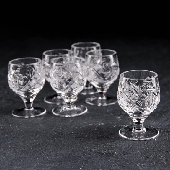 Set of 6 Crystal Drinking Glassware and Drinkware - 1/2oz Sherry Glass