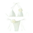 thumbnail image 2 of Traje de baño de 2 piezas para mujer, trajes de baño para mujer, traje de baño de dos piezas con estampado de rosas, tirantes finos y cintura alta, traje de baño de playa para mujer, 2 of 5