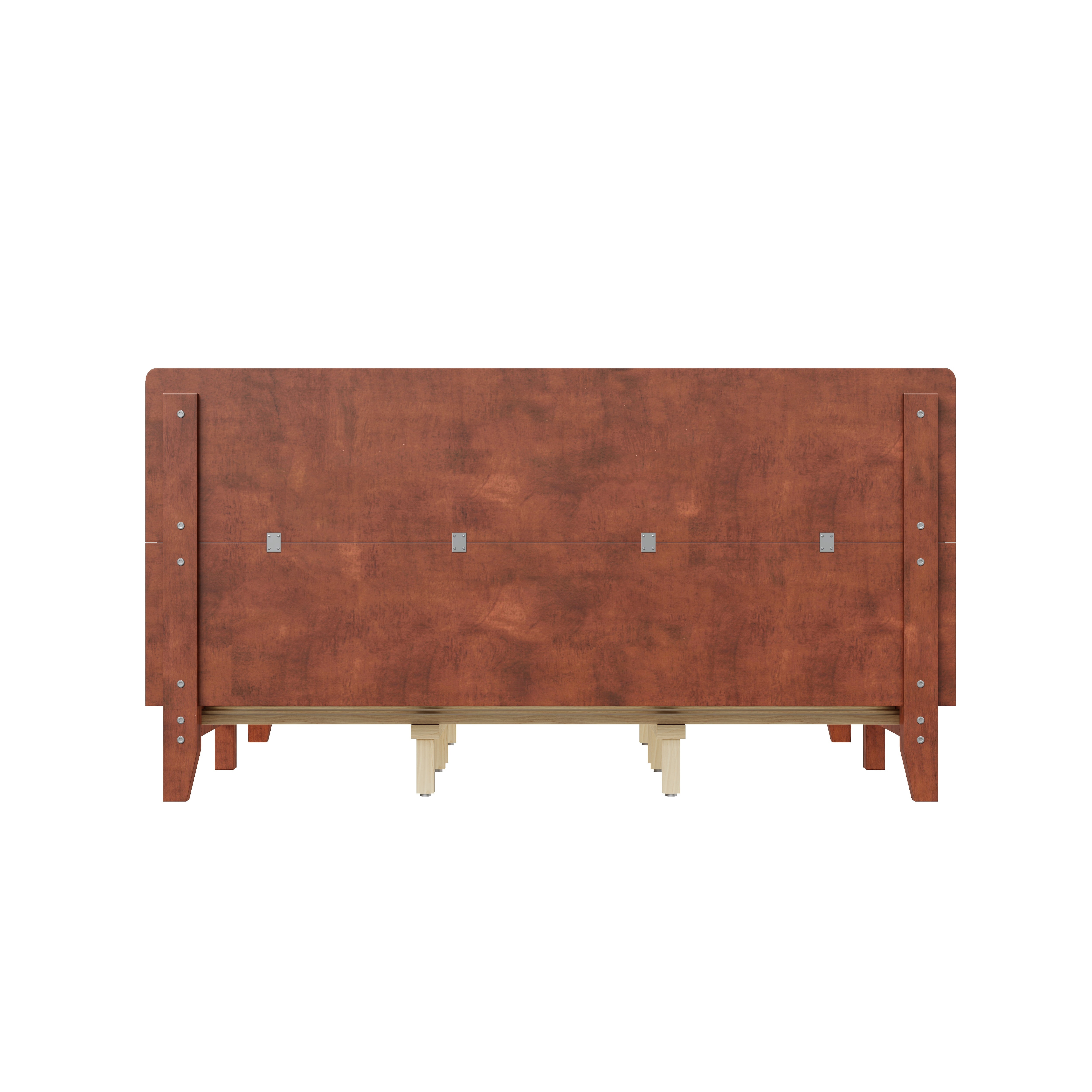 Euroco Wood King Size Platform Bed with Headboard, Brown