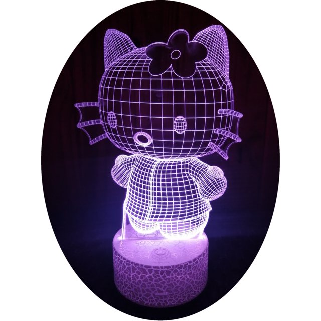 Lámpara LED 3D Illusion Kitty de 7 colores con cable USB