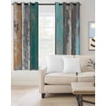 thumbnail image 2 of Teal Orange Grey Blackout Curtains for Bedroom/Living Room, Thermal Insulated Kitchen Curtains, Farmhouse Vintage Wooden Grommet Darkening Window Treatment Drapes 42"x84"x2, 2 of 8