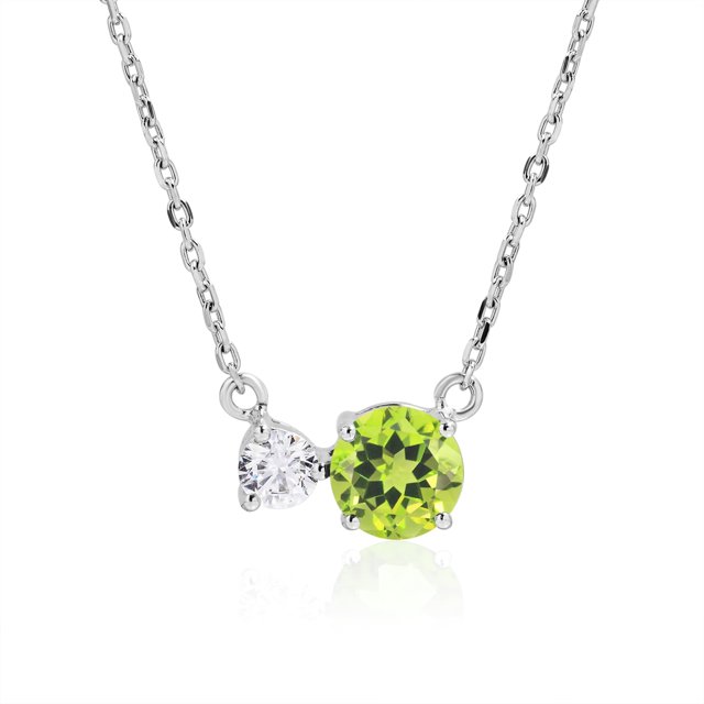 Collar con colgante único JeenMata de peridoto y circonita cúbica en baño de oro blanco