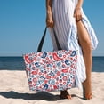 thumbnail image 3 of Wukai Birds Flowers Print Zipper Bag,large Beach Tote Bag,Waterproof Sandproof Bag,Grocery and Picnic Tote Travel Bag, 3 of 5