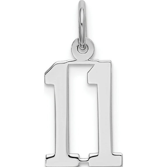 Sterling Silver Silver/Rhodium-Plated Elongated Number 11 Charm Made In United States qes11