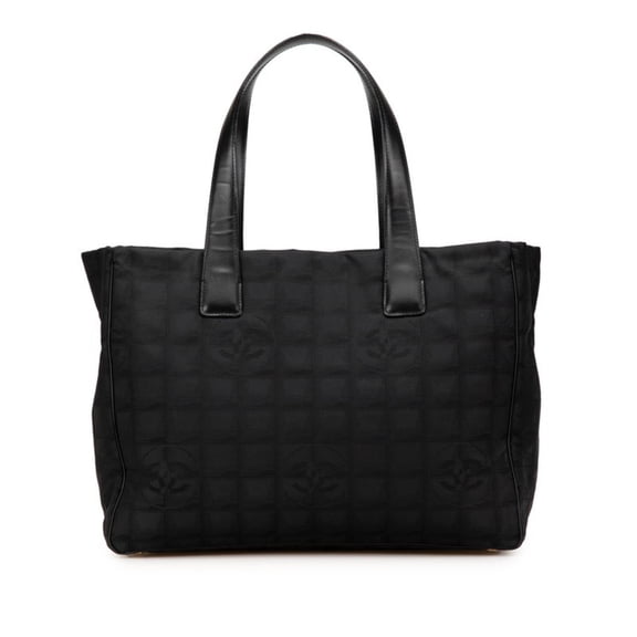 Pre-Owned Chanel New Travel Line MM Coco Mark Tote Bag Shoulder Black Nylon Leather... (Good)