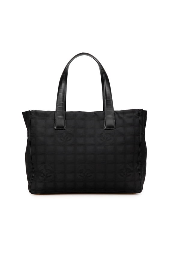 Pre-Owned Chanel New Travel Line MM Coco Mark Tote Bag Shoulder Black Nylon Leather... (Good)