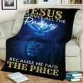 thumbnail image 2 of Jesus Deserves All The Praises Lion Blanket, Christian Religious Throw, Faith Gift for Men & Women, Inspirational Jesus Fleece & Sherpa Blanket, 2 of 4