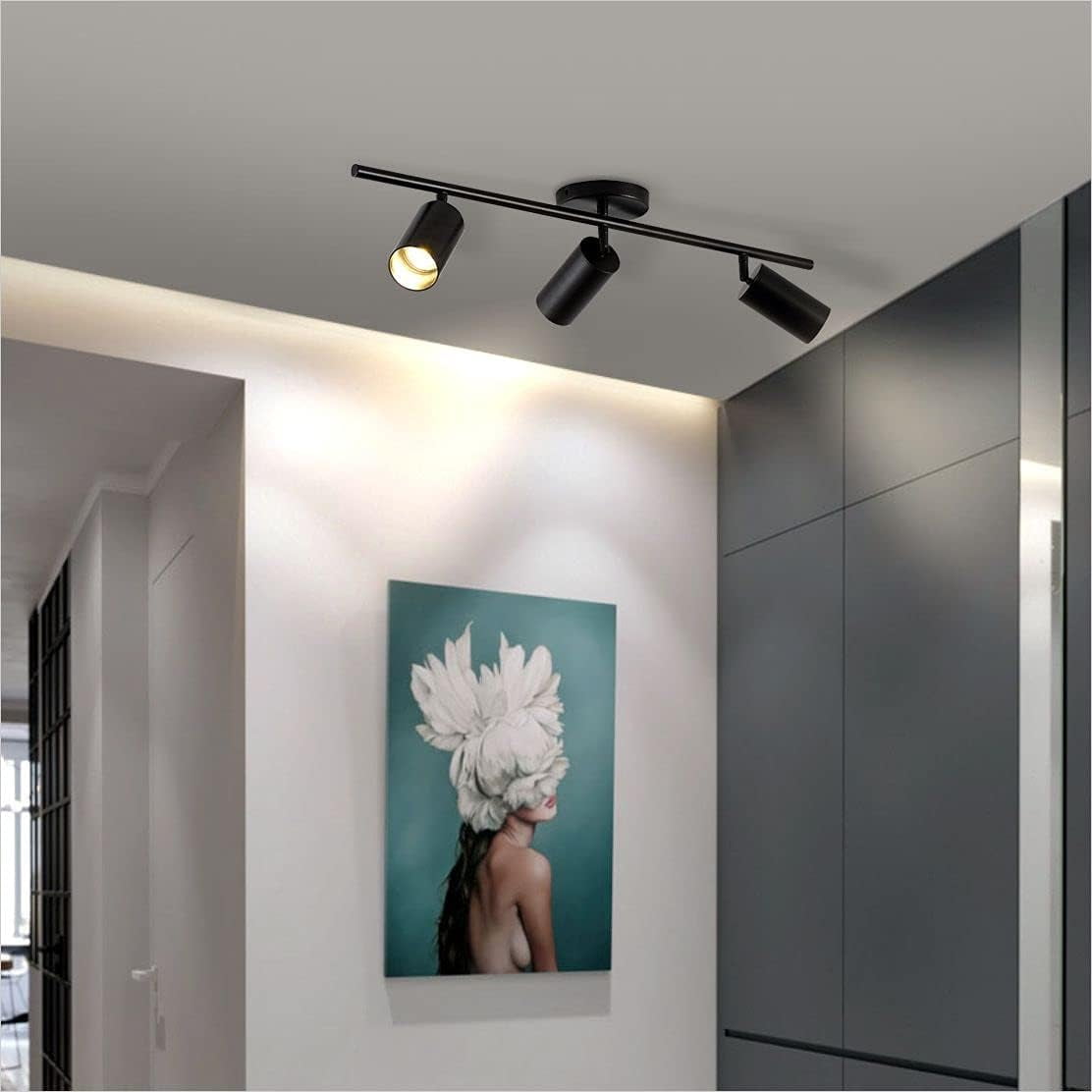 KCO Lighting Modern Matte Black Track Lighting 3-Lights Kitchen Track Lighting Fixtures