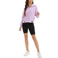 thumbnail image 2 of INSPIRE CHIC Womens Cropped Hoodie Oversized Sweatshirts Side Slits Half Zip Fall Outfits L Purple, 2 of 5