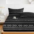 thumbnail image 6 of Full Size Fitted Sheet Set - Black White Geometric 3 Piece Bedding Sets 16" Deep Pocket Fitted Sheet with 2 Pillowcases Modern Striped Plaid Abstract Art Brushed Microfiber Hotel Luxury Bed Sheets, 6 of 9