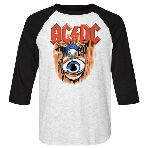 AC/DC Vintage Fly On Wall White/Black Adult Baseball Raglan T-Shirt