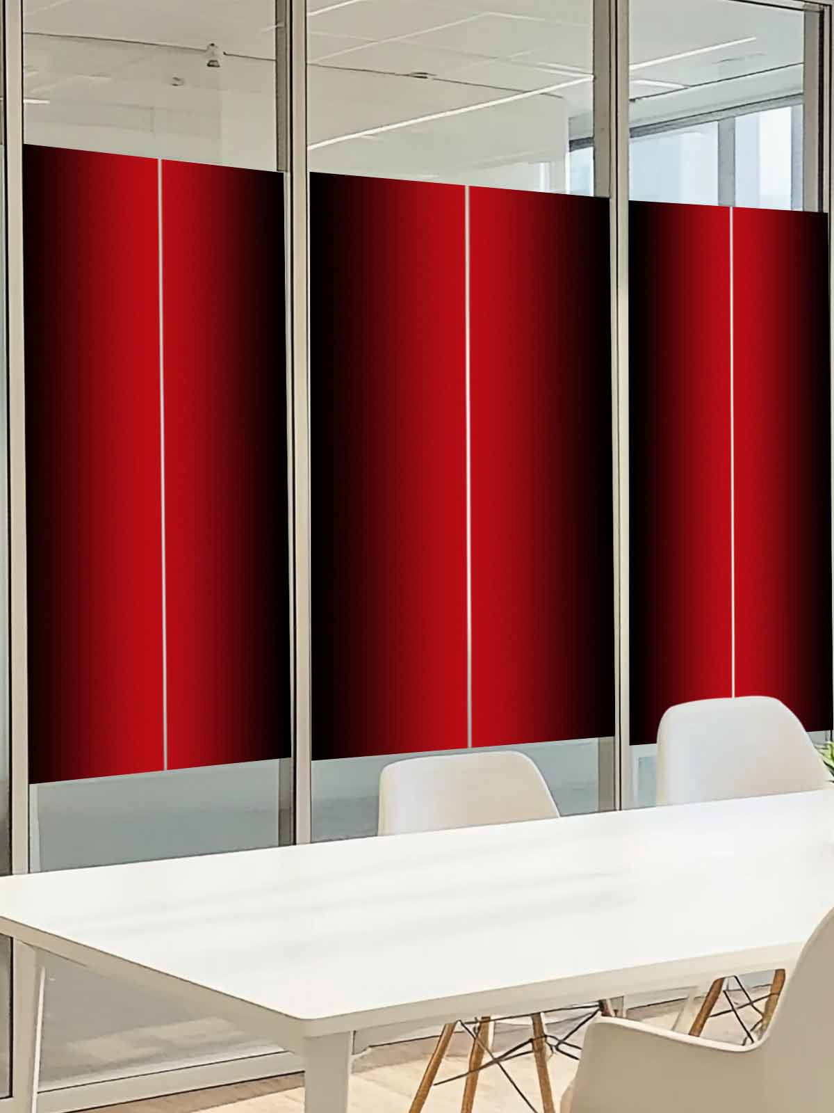 Gradient Red Black Window Privacy Film, Modern Abstract Minimalist Red Ocean Beach Frosted Glass Window Clings Static Cling UV Heat Blocking Reusable Door Sticker for Bathroom 29.5 x 118 Inch