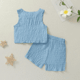 thumbnail image 4 of BONIXOOM Cute Toddler Baby Girls Clothes Set Clearance Kids Clothes Sleeveless Round Neckline Buckle Christmas Set Blue 3-4 Years, 4 of 5