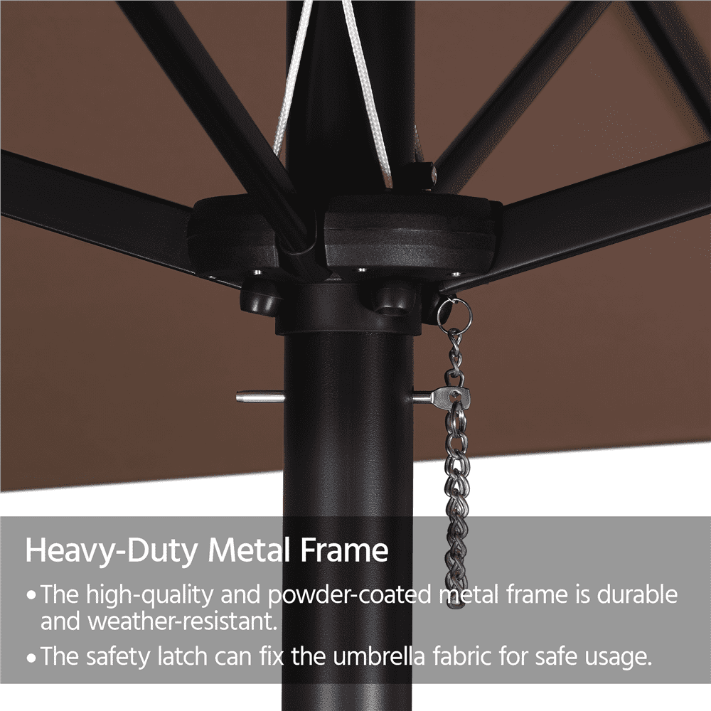 Renwick 15ft Outdoor Twin Patio Umbrella with Crank, Brown
