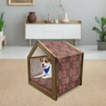 thumbnail image 3 of Moroccan Pet House, Vintage Tile Design with Oval Motifs Ottoman Mandala Ornamental, Outdoor & Indoor Portable Dog Kennel with Pillow and Cover, 5 Sizes, Green Vermilion Ruby, by Ambesonne, 3 of 5