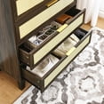 thumbnail image 3 of 5-Drawer Dresser Mid-Century Modern Solid Wood Chest with 5 Rattan Drawers - Bedroom Storage Solutions for Living Room, Hallway & Entryway Organization, 3 of 9