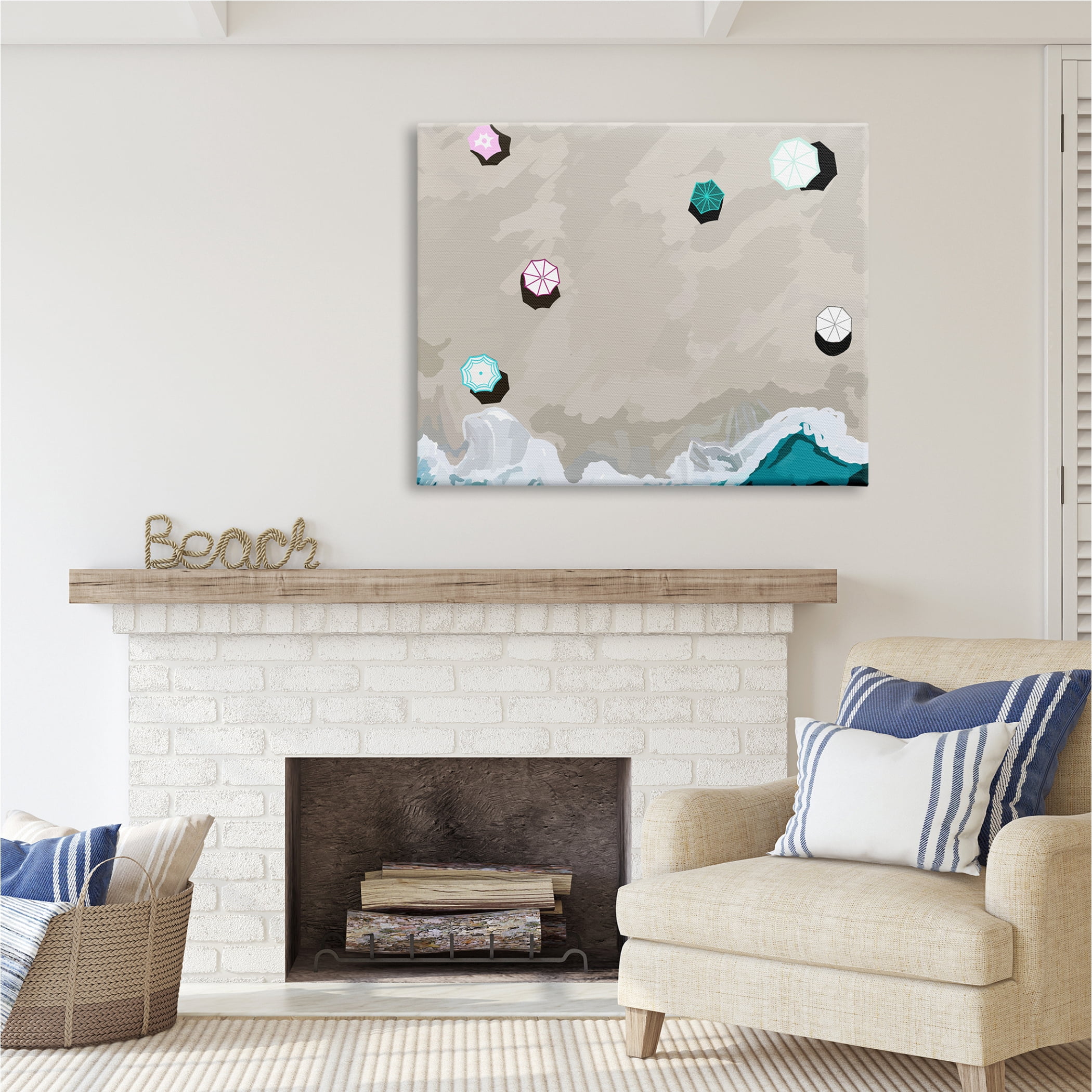 Stupell Industries Aerial View Shoreline Nature Painting Gallery Wrapped Canvas Print Wall Art, 48 x 36