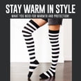 thumbnail image 3 of Love Classic Women's Black and White Striped Thigh High Socks Soft Leg Warmers, 3 of 8