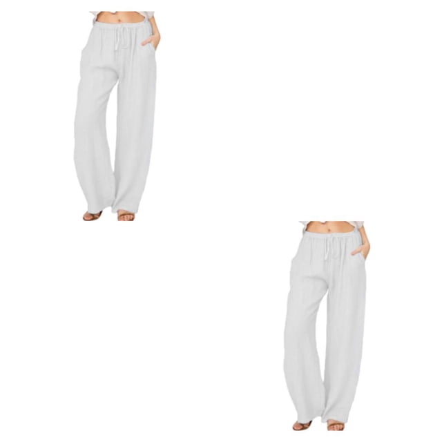 Pantalones sueltos Qarigey para mujer Tiempo libre casuales Blanco M