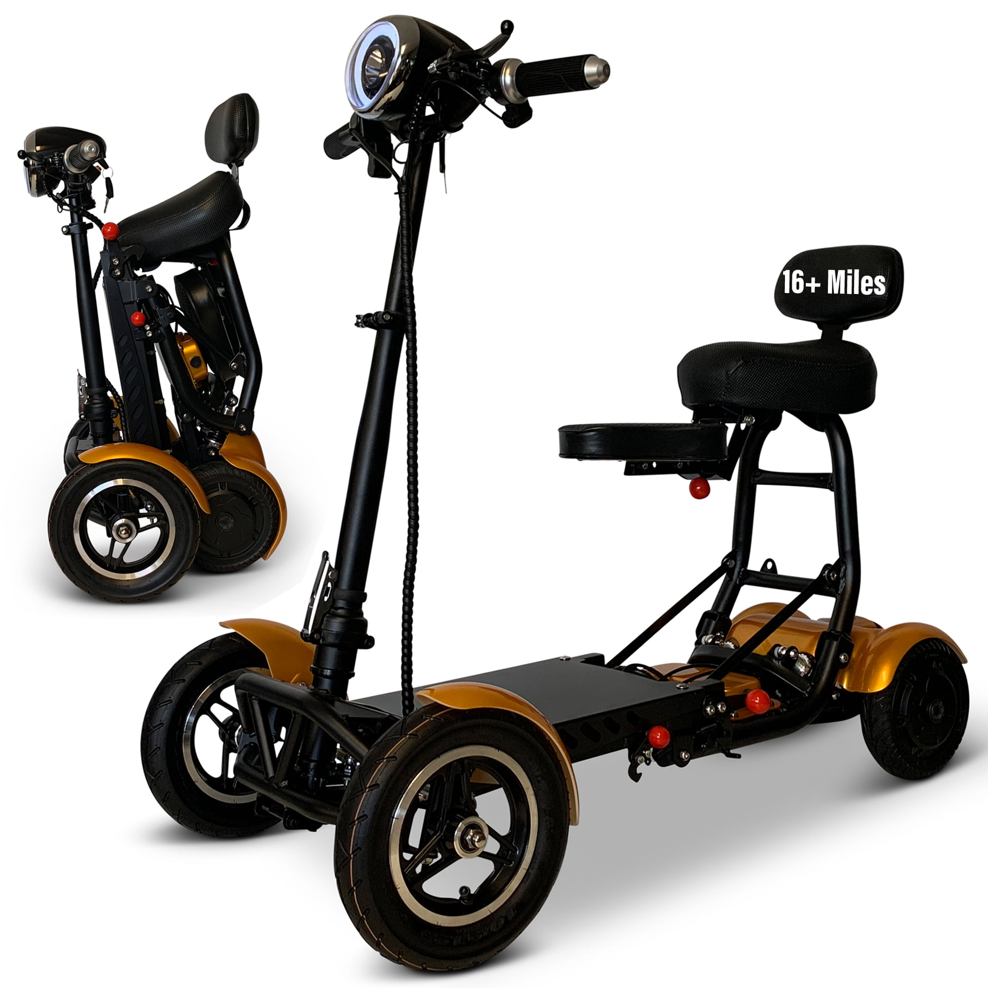adgang homoseksuel Imagination Folding Mobility Scooters for Adults, 4 Wheel Powered Electric Scooter with  Seat, Gold - Walmart.com