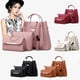 thumbnail image 1 of Juego de bolso de hombro de mujer con carteras de 3 piezas - Tote de flecos y bandolera - Cuero PU - Rosa, negro, marrón, beige, rojo, 1 of 9