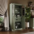 thumbnail image 5 of Palace Imports 100% Solid Wood Kitchen Pantry Storage Cabinet with Glass Doors, Adjustable Shelves and 2-Drawers, Sage, 5 of 7