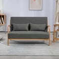 thumbnail image 4 of Leisure Chair with Solid Wood Armrest and Feet, Mid-Century Modern Accent Sofa, for Living Room Bedroom Studio, 2 seat, Dark Gray, 4 of 9