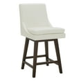 thumbnail image 3 of CHITA 26 inch Upholstered Swivel Faux Leather Counter Bar Stools with Back & Wood Legs Set of 2, Pure White, 3 of 9