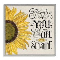 Stupell Industries Inspiring Sunflower Family Phrase Inspirational Painting Gray Framed Art Print Wall Art, 24 x 24