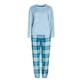 thumbnail image 2 of Joyspun Women’s and Women’s Plus Crew Neck Plush Pajama Set, Sizes XS-3XL, 2 of 3