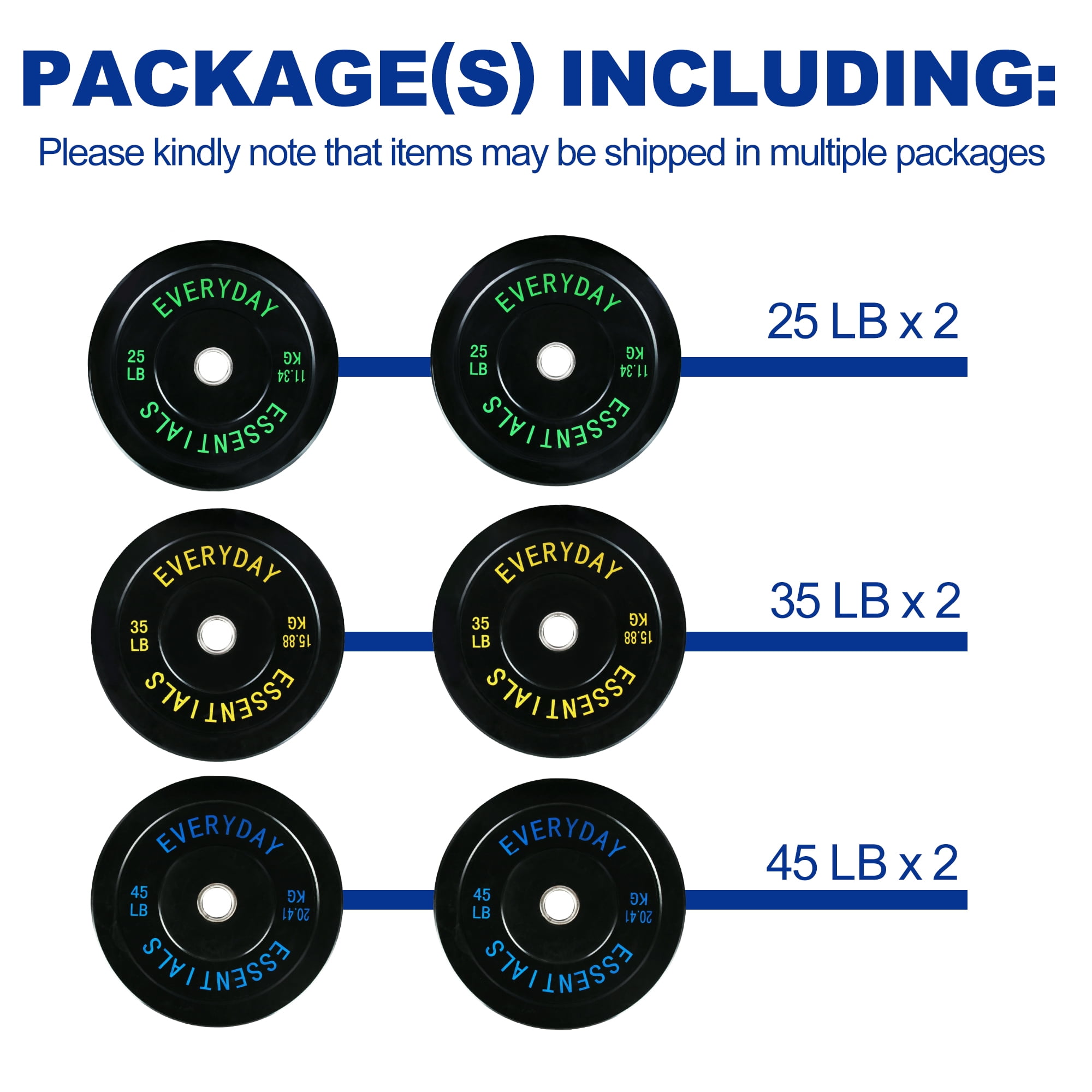 BalanceFrom Olympic Bumper Plate Weight Plate with Steel Hub, Black, 210 lbs Set, Multiple Packages