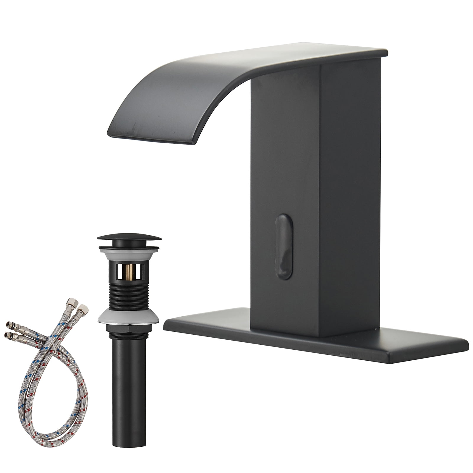 BWE Automatic Sensor Touchless Black Bathroom Sink Faucet with Single ...