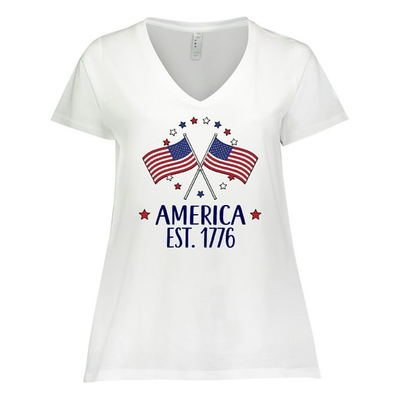Inktastic America Est 1776 4th of July Women's Plus Size V-Neck T-Shirt