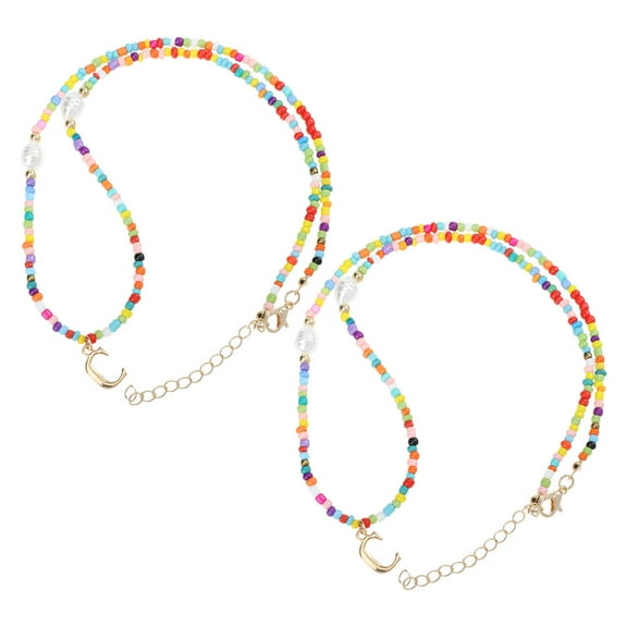 Masteelf  2 Pcs Colorful Bead Necklace Choker for Women Women's Woman