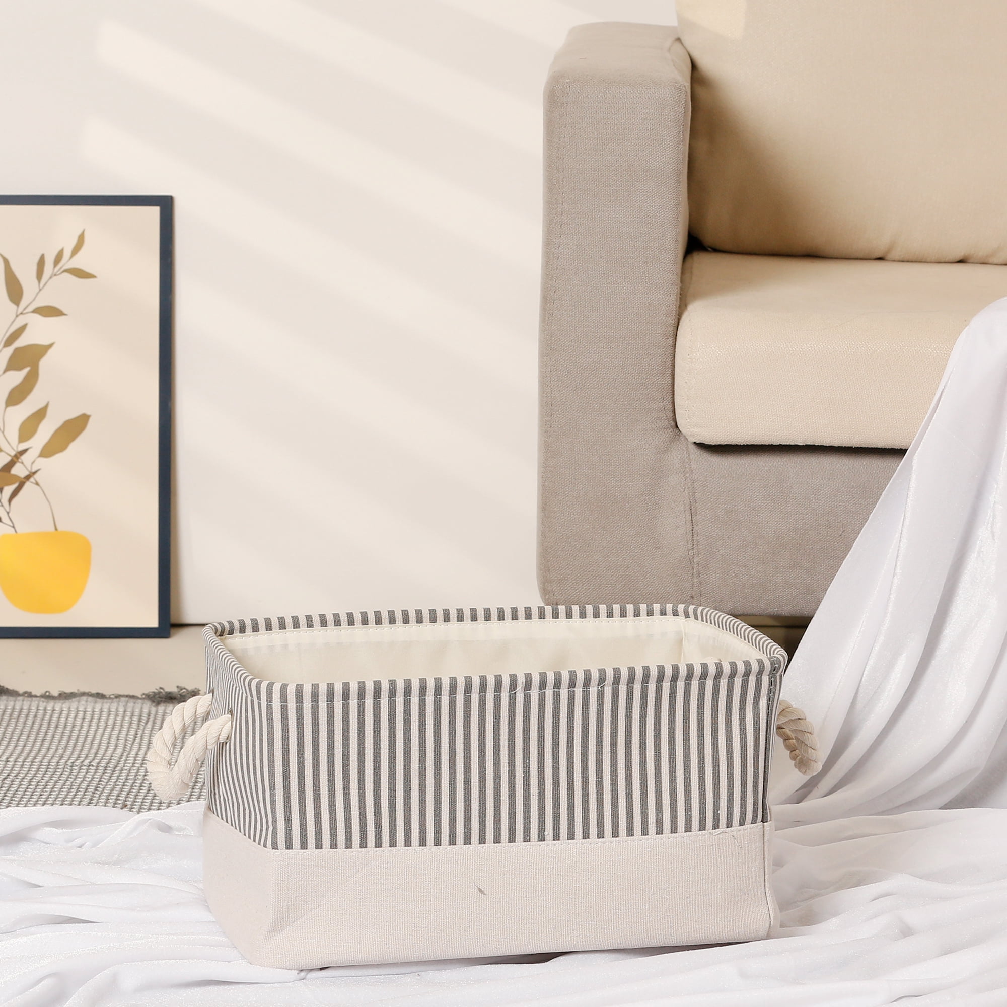 Unique Bargains Fabric Storage Cube Storage Bin Storage Basket Grey 14*10*6in