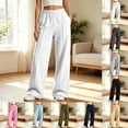 thumbnail image 2 of LRen Girl Sweatpants Size 14-16 Girls Elastic Straight Waist Solid Athletic Oversized Sweatpants Trendy Fall Winter Fashion Track Sweat Pants School Uniforms Pants for Girls, 2 of 7