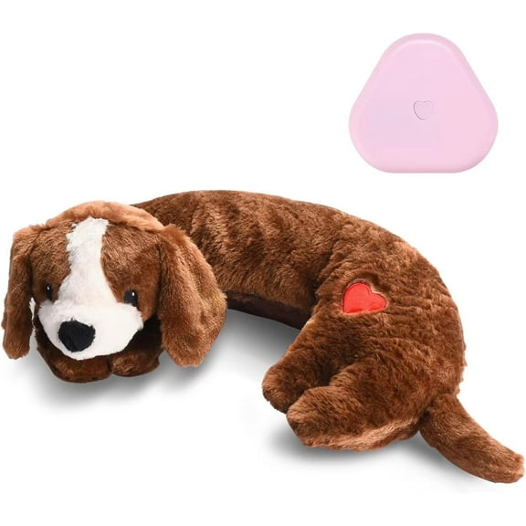 Heartbeat Toy Puppy Heartbeat Stuffed Animal Heartbeat Plush Toy for Puppy, Dog Heartbeat Toy for Pet Anxiety Relief Behavioral Sleep Aid Crate Kennel Training Puppy Cuddly Comfort Toy Darkbrown