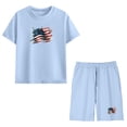 thumbnail image 6 of ITSAME 4th of July Girls Outfit Sets American Flag Print Cotton T-Shirt and Shorts Casual Clothes 2-Piece Light Blue Size 13, 6 of 9