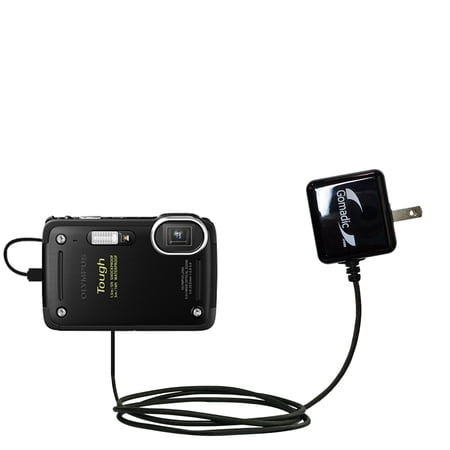 Gomadic Intelligent Compact AC Home Wall Charger suitable for the Olympus TG-620 iHS - High output power with a convenient, foldable plug design - Use