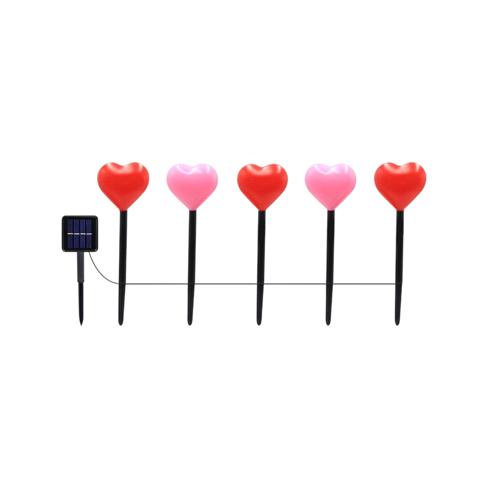 Valentine Solar Lights Outdoor Garden Decoration 5 Heart Shape LED String Lights Waterproof Solar Powered Yard Patio Holiday Decor