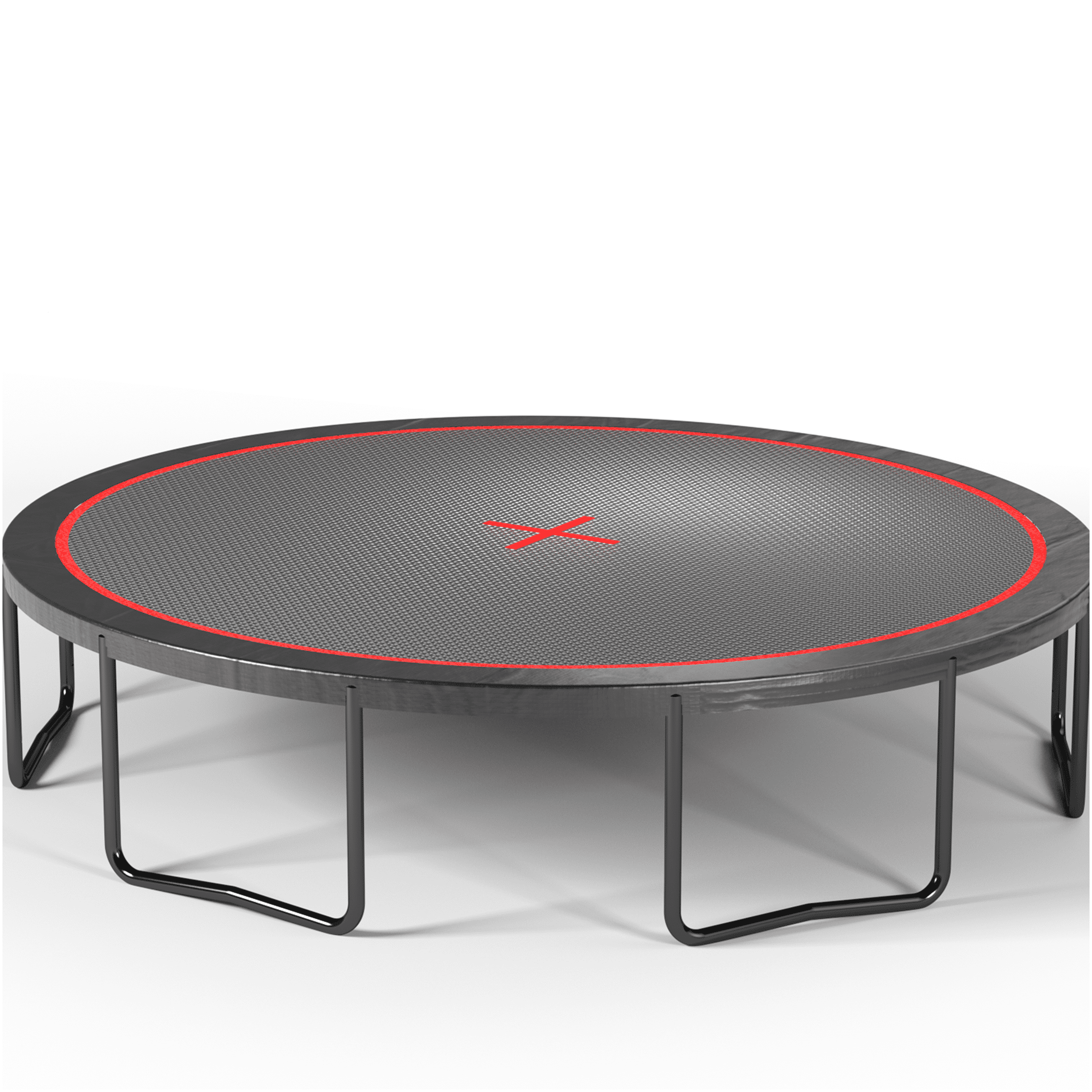 JERFIT 14FT Trampoline with Safety Enclosure Net, Basketball Hoop & Ladder, Outdoor Jumping Mat for Kids, Black and Red Steel Frame