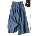 thumbnail image 2 of Women' s Culottes Linen Blend Wide Leg Pants Casual Capri Pants Cropped Pants Elastic Waist Palazzo, 2 of 6