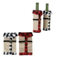thumbnail image 4 of 2 Piece Set Lapel Wine Bottle Cover-New Linen Check Pattern Christmas Party Decorations, 4 of 7