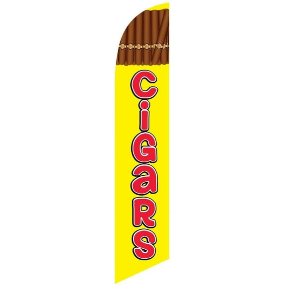 Cigars Advertising Feather Banner Swooper Flag Sign with Flag Pole Kit and Ground Stake