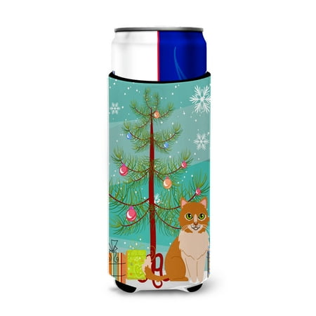 

Carolines Treasures BB4435MUK Merry Christmas Tree Ural Rex Cat Michelob Ultra Hugger for slim cans Slim Can